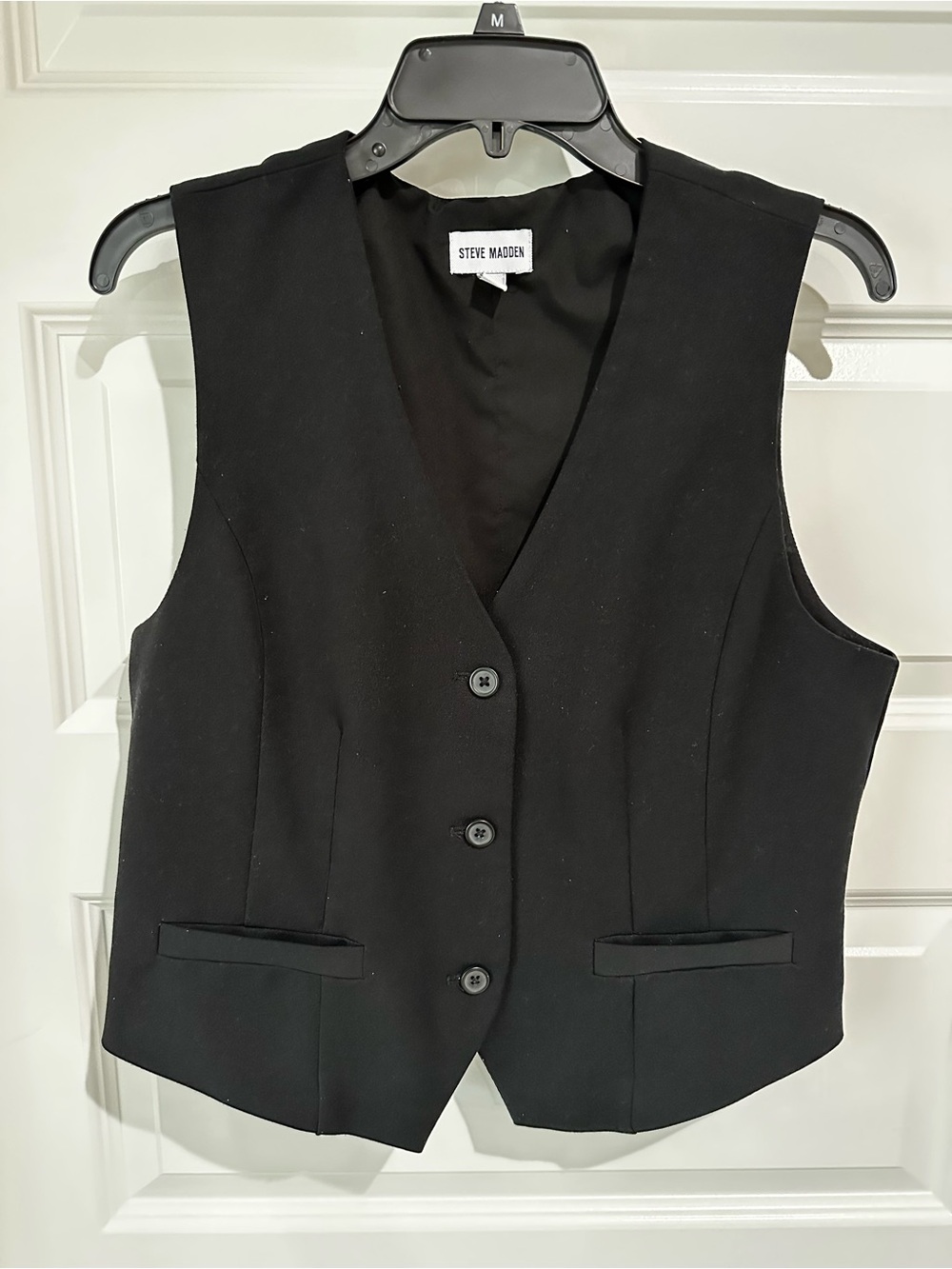 Steve Madden Black Tailored Women's Vest - Classic V-Neck